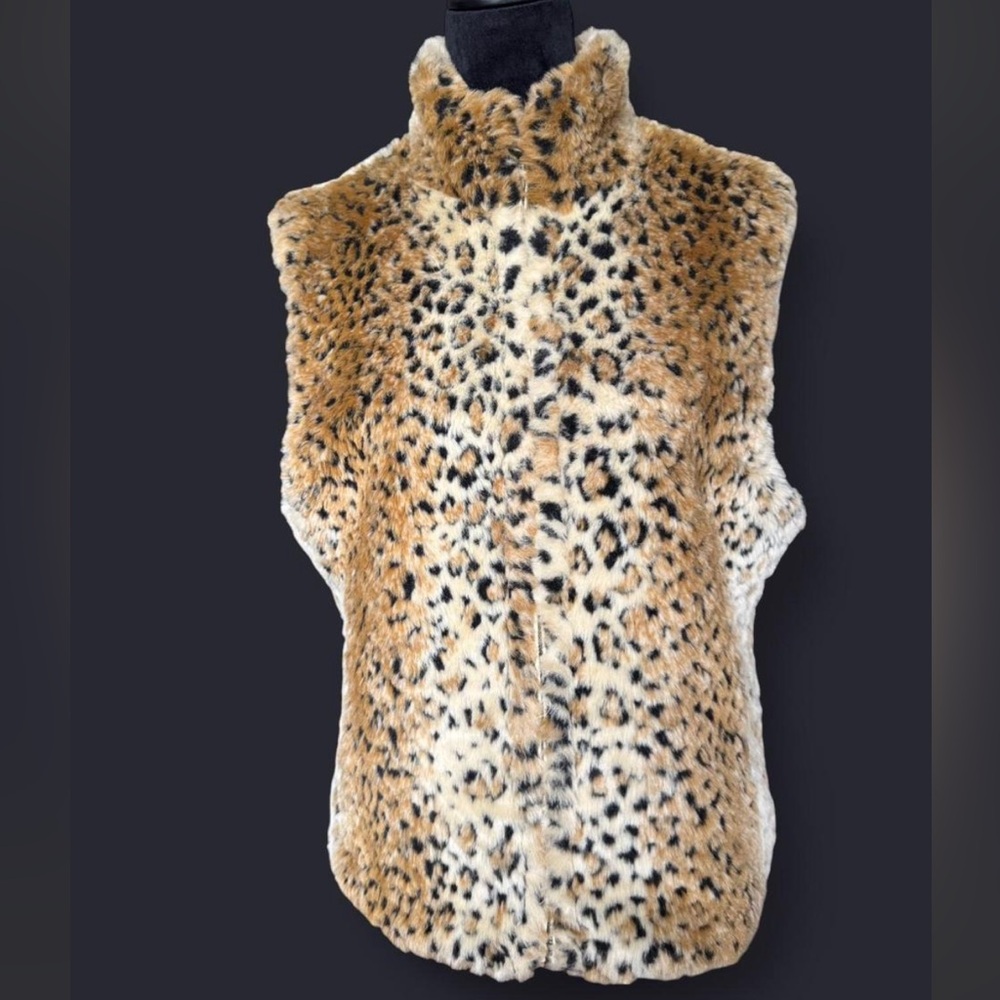 Source Unknown Leopard Print Faux Fur Vest
